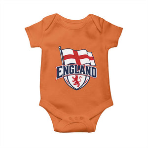 England Patriotic Crest St George Cross Flag Graphic Baby Onesie English Lion Crest Heritage Pride Souvenir TS02 Orange Print Your Wear