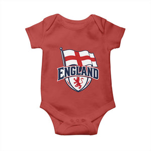 England Patriotic Crest St George Cross Flag Graphic Baby Onesie English Lion Crest Heritage Pride Souvenir TS02 Red Print Your Wear