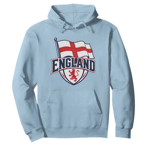 England Patriotic Crest St George Cross Flag Graphic Hoodie English Lion Crest Heritage Pride Souvenir TS02 Light Blue Print Your Wear