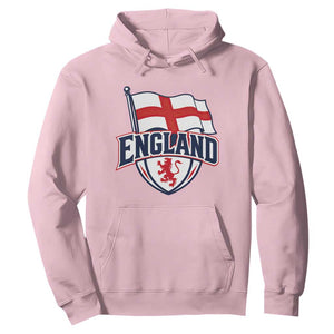 England Patriotic Crest St George Cross Flag Graphic Hoodie English Lion Crest Heritage Pride Souvenir TS02 Light Pink Print Your Wear