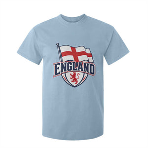 England Patriotic Crest St George Cross Flag Graphic T Shirt For Kid English Lion Crest Heritage Pride Souvenir TS02 Light Blue Print Your Wear