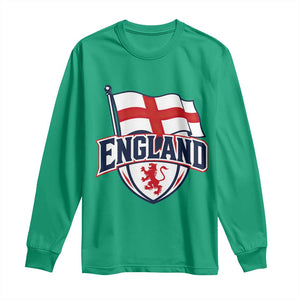 England Patriotic Crest St George Cross Flag Graphic Long Sleeve Shirt English Lion Crest Heritage Pride Souvenir TS02 Irish Green Print Your Wear