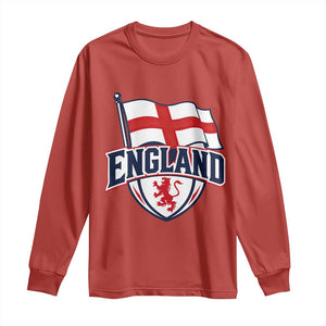 England Patriotic Crest St George Cross Flag Graphic Long Sleeve Shirt English Lion Crest Heritage Pride Souvenir TS02 Red Print Your Wear