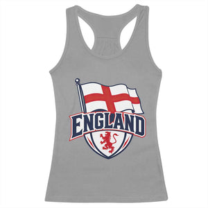 England Patriotic Crest St George Cross Flag Graphic Racerback Tank Top English Lion Crest Heritage Pride Souvenir TS02 Sport Gray Print Your Wear