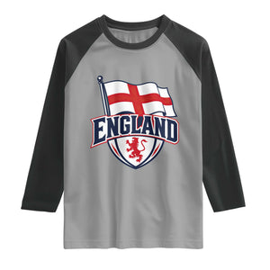 England Patriotic Crest St George Cross Flag Graphic Raglan Shirt English Lion Crest Heritage Pride Souvenir TS02 Sport Gray Black Print Your Wear