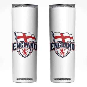 England Patriotic Crest St George Cross Flag Graphic Skinny Tumbler English Lion Crest Heritage Pride Souvenir TS02 White Print Your Wear