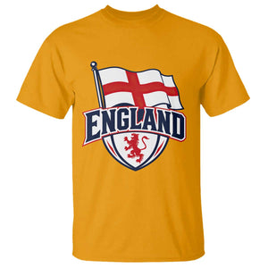 England Patriotic Crest St George Cross Flag Graphic T Shirt English Lion Crest Heritage Pride Souvenir TS02 Gold Print Your Wear