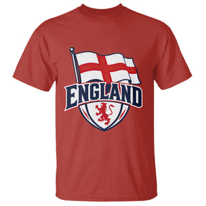England Patriotic Crest St George Cross Flag Graphic T Shirt English Lion Crest Heritage Pride Souvenir TS02 Red Print Your Wear