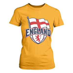 England Patriotic Crest St George Cross Flag Graphic T Shirt For Women English Lion Crest Heritage Pride Souvenir TS02 Gold Print Your Wear