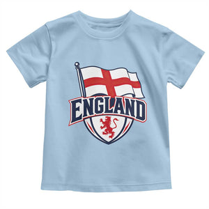 England Patriotic Crest St George Cross Flag Graphic Toddler T Shirt English Lion Crest Heritage Pride Souvenir TS02 Light Blue Print Your Wear