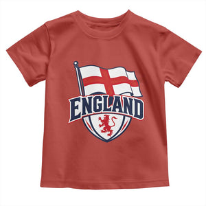 England Patriotic Crest St George Cross Flag Graphic Toddler T Shirt English Lion Crest Heritage Pride Souvenir TS02 Red Print Your Wear