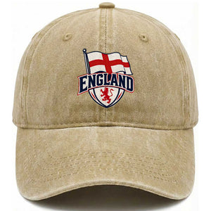 England Patriotic Crest St George Cross Flag Graphic Washed Cotton Baseball Cap English Lion Crest Heritage Pride Souvenir TS02 Print Your Wear