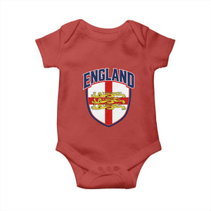 England Flag Lion Crest St George Cross Shield Crest Baby Onesie Vintage Patriotic English Sport Fan Graphic TS02 Red Print Your Wear