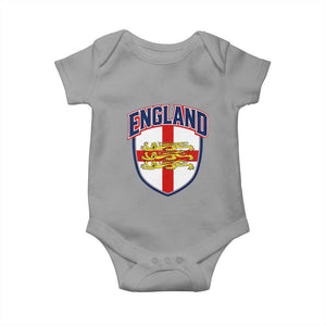 England Flag Lion Crest St George Cross Shield Crest Baby Onesie Vintage Patriotic English Sport Fan Graphic TS02 Sport Gray Print Your Wear