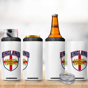 England Flag Lion Crest St George Cross Shield Crest 4 in 1 Can Cooler Tumbler Vintage Patriotic English Sport Fan Graphic TS02 Print Your Wear