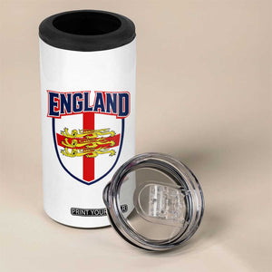 England Flag Lion Crest St George Cross Shield Crest 4 in 1 Can Cooler Tumbler Vintage Patriotic English Sport Fan Graphic TS02 Print Your Wear