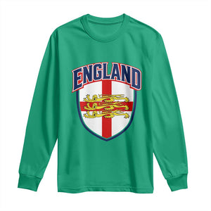England Flag Lion Crest St George Cross Shield Crest Long Sleeve Shirt Vintage Patriotic English Sport Fan Graphic TS02 Irish Green Print Your Wear
