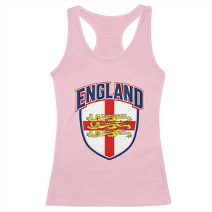 England Flag Lion Crest St George Cross Shield Crest Racerback Tank Top Vintage Patriotic English Sport Fan Graphic TS02 Light Pink Print Your Wear