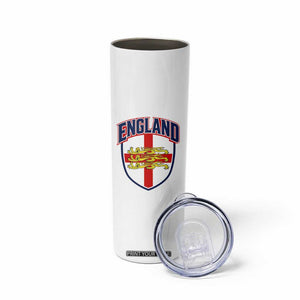 England Flag Lion Crest St George Cross Shield Crest Skinny Tumbler Vintage Patriotic English Sport Fan Graphic TS02 Print Your Wear