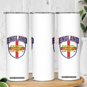 England Flag Lion Crest St George Cross Shield Crest Skinny Tumbler Vintage Patriotic English Sport Fan Graphic TS02 Print Your Wear