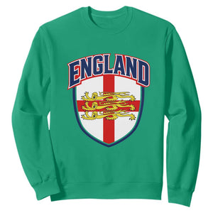 England Flag Lion Crest St George Cross Shield Crest Sweatshirt Vintage Patriotic English Sport Fan Graphic TS02 Irish Green Print Your Wear