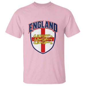England Flag Lion Crest St George Cross Shield Crest T Shirt Vintage Patriotic English Sport Fan Graphic TS02 Light Pink Print Your Wear