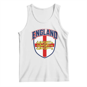 England Flag Lion Crest St George Cross Shield Crest Tank Top Vintage Patriotic English Sport Fan Graphic TS02 White Print Your Wear