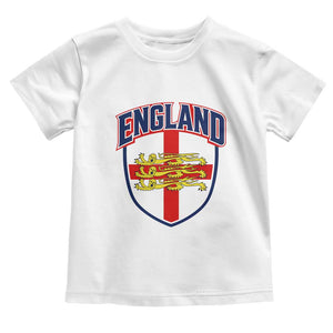 England Flag Lion Crest St George Cross Shield Crest Toddler T Shirt Vintage Patriotic English Sport Fan Graphic TS02 White Print Your Wear
