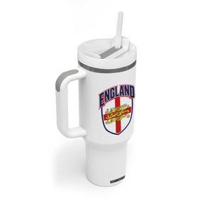 England Flag Lion Crest St George Cross Shield Crest Tumbler With Handle Vintage Patriotic English Sport Fan Graphic TS02 Print Your Wear