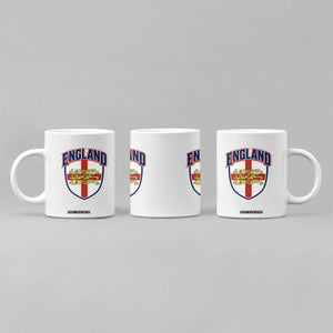 England Flag Lion Crest St George Cross Shield Crest Coffee Mug Vintage Patriotic English Sport Fan Graphic TS02 Print Your Wear