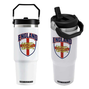 England Flag Lion Crest St George Cross Shield Crest Flip Straw Tumbler Vintage Patriotic English Sport Fan Graphic TS02 One Size: 30 oz White Print Your Wear