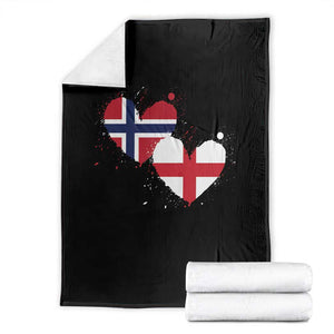 Distressed Norway and England Crossed Flags Dual Heart Graphic Throw Blanket Love Half Norwegian Half English Pride TS02 Black Print Your Wear