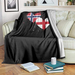 Distressed Norway and England Crossed Flags Dual Heart Graphic Throw Blanket Love Half Norwegian Half English Pride TS02 Print Your Wear