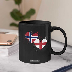 Distressed Norway and England Crossed Flags Dual Heart Graphic Coffee Mug Love Half Norwegian Half English Pride TS02 Print Your Wear