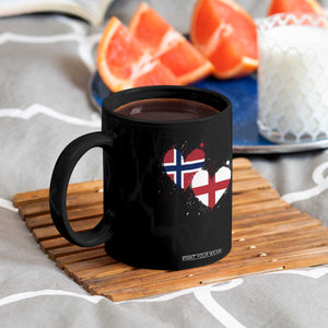 Distressed Norway and England Crossed Flags Dual Heart Graphic Coffee Mug Love Half Norwegian Half English Pride TS02 Print Your Wear