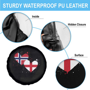 Distressed Norway and England Crossed Flags Dual Heart Graphic Spare Tire Cover Love Half Norwegian Half English Pride TS02 Print Your Wear