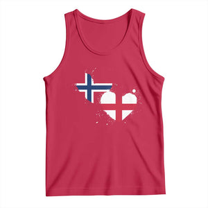 Distressed Norway and England Crossed Flags Dual Heart Graphic Tank Top Love Half Norwegian Half English Pride TS02 Red Print Your Wear