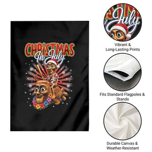 Christmas In July Tung Tung Tung TTT Sahur Cursed Meme Garden Flag Funny Ironic Tropical Summer Hawaiian Holiday Surreal