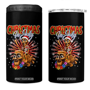 Christmas In July Tung Tung Tung TTT Sahur Cursed Meme 4 in 1 Can Cooler Tumbler Funny Ironic Tropical Summer Hawaiian Holiday Surreal
