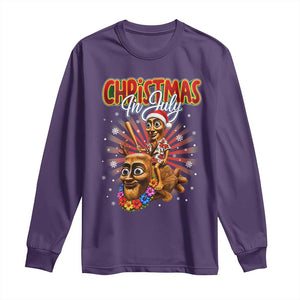 Christmas In July Tung Tung Tung TTT Sahur Cursed Meme Long Sleeve Shirt Funny Ironic Tropical Summer Hawaiian Holiday Surreal