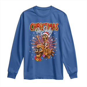 Christmas In July Tung Tung Tung TTT Sahur Cursed Meme Long Sleeve Shirt Funny Ironic Tropical Summer Hawaiian Holiday Surreal