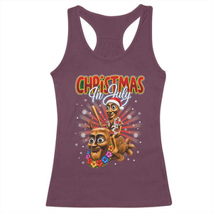 Christmas In July Tung Tung Tung TTT Sahur Cursed Meme Racerback Tank Top Funny Ironic Tropical Summer Hawaiian Holiday Surreal
