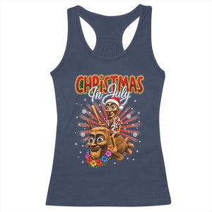 Christmas In July Tung Tung Tung TTT Sahur Cursed Meme Racerback Tank Top Funny Ironic Tropical Summer Hawaiian Holiday Surreal