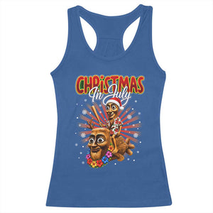 Christmas In July Tung Tung Tung TTT Sahur Cursed Meme Racerback Tank Top Funny Ironic Tropical Summer Hawaiian Holiday Surreal
