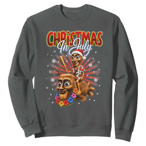 Christmas In July Tung Tung Tung TTT Sahur Cursed Meme Sweatshirt Funny Ironic Tropical Summer Hawaiian Holiday Surreal