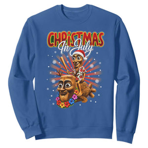 Christmas In July Tung Tung Tung TTT Sahur Cursed Meme Sweatshirt Funny Ironic Tropical Summer Hawaiian Holiday Surreal
