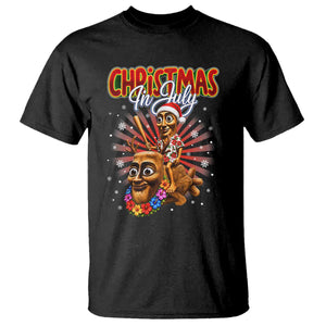 Christmas In July Tung Tung Tung TTT Sahur Cursed Meme T Shirt Funny Ironic Tropical Summer Hawaiian Holiday Surreal