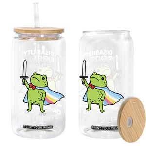 Funny Frog Disability Pride Flag Warrior Glass Can Disability Rights Or I Fights