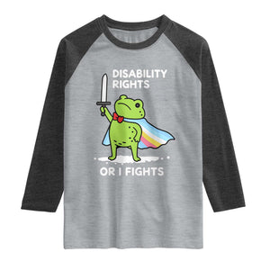 Funny Frog Disability Pride Flag Warrior Raglan Shirt Disability Rights Or I Fights