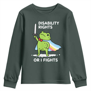 Funny Frog Disability Pride Flag Warrior Youth Sweatshirt Disability Rights Or I Fights